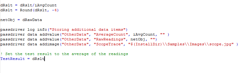 The driver commands can be used to add additional results to the test record or to log information messages to the log